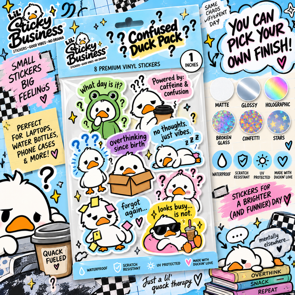 Mini Confused Ducks Pack – 8 Cute Funny Duck Vinyl Stickers