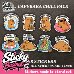 Mini Capybara Chill Pack – 8 Cute Funny Vinyl Stickers