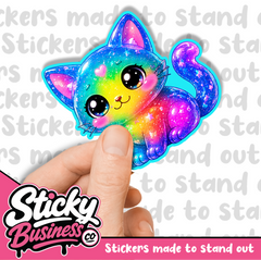 Galaxy Cat Sticker – Cute Rainbow Kitty Vinyl Sticker