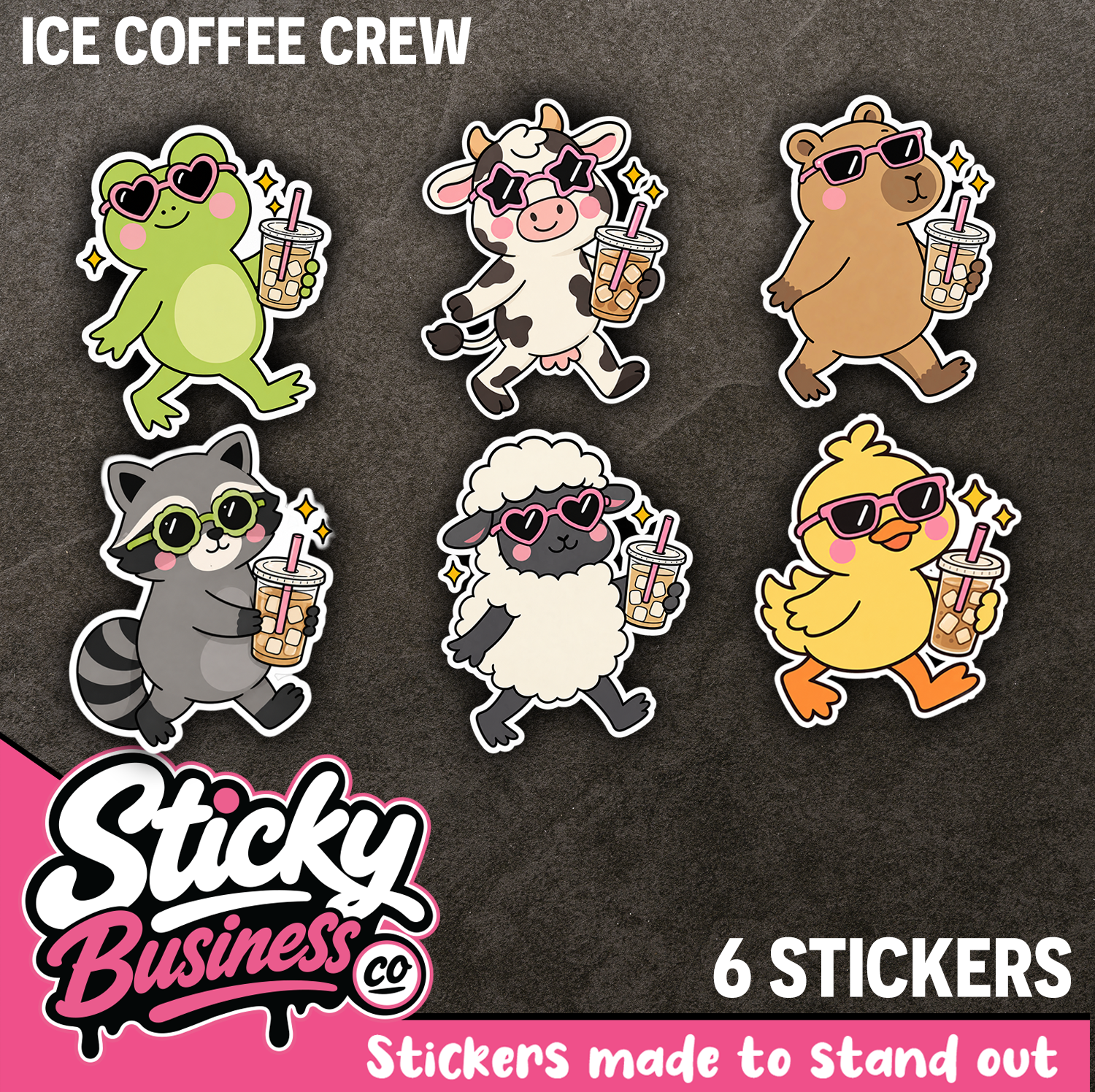 6 Iced Coffee Crew Sticker Pack