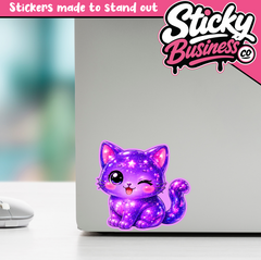 Galaxy Cat Sticker – Cute Rainbow Kitty Vinyl Sticker