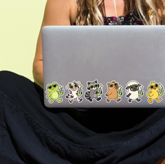 6 Cute Animal Matcha Stickers