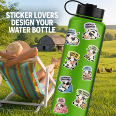 Mini Mentally Offline Cow Pack – 8 Cute Funny Cow Vinyl Stickers