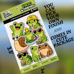 Mini Frog & Friends Pack – 8 Cute Frog & Animal Vinyl Stickers