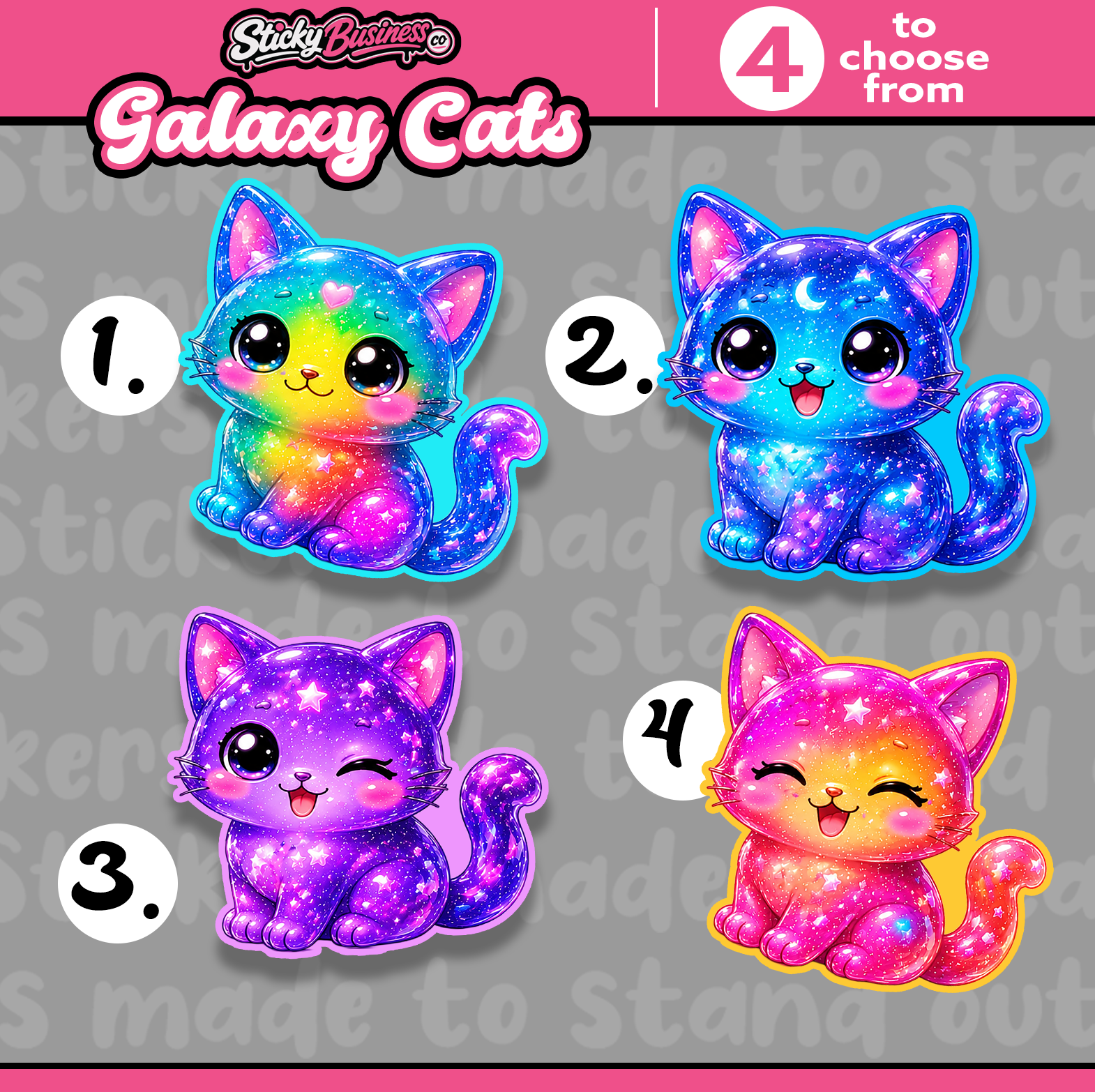 Galaxy Cat Sticker – Cute Rainbow Kitty Vinyl Sticker