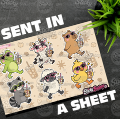 6 Iced Coffee Crew Sticker Pack